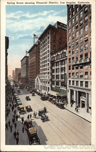 Spring Street Showing Financial District Los Angeles California