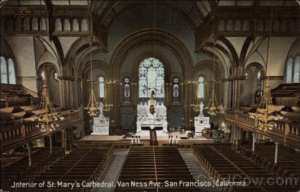 Interior of St. Mary's Cathedral, Van Ness Ave San Francisco California