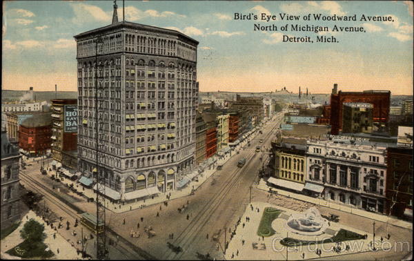 Bird's Eye View of Woodward Avenue, North of Michigan Avenue Detroit