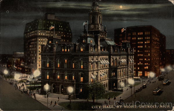 Detroit City Hall, by Night Michigan