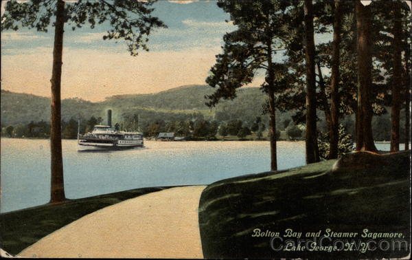 Bolton Bay and Steamer Sagamore Lake George New York