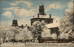 Winter Scene at State Penitentiary Jackson, MI Postcard Postcard