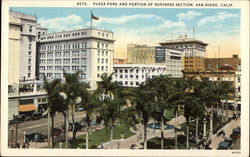 Plaza Park and Portion of Business Section Postcard