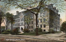 High School Newton, MA Postcard Postcard