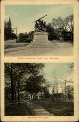 Soldiers Monument and Reynolds Park Postcard