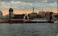 SS Prince George at Grand Trunk Pacific Dock Postcard