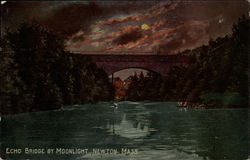 Echo Bridge by Moonlight Newton, MA Postcard Postcard