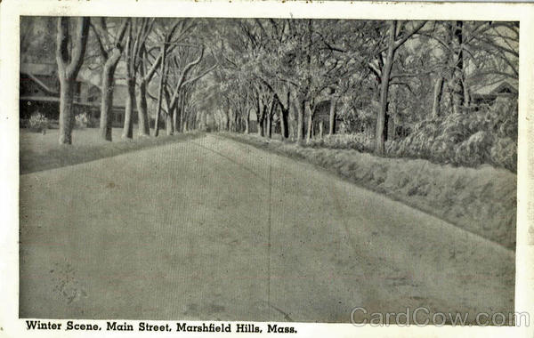 Winter Scene, Main Street Marshfield Hills Massachusetts