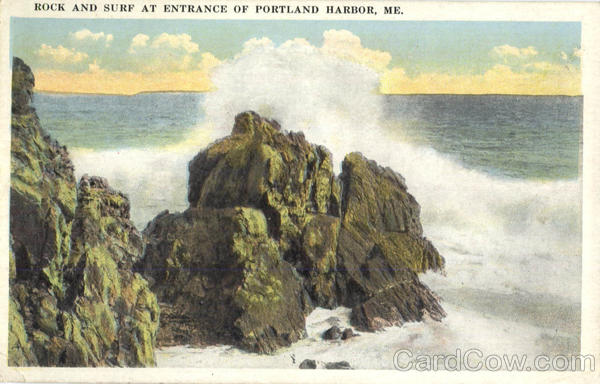 Rock And Surf At Entrance Of Portland Harbor Scenic Maine