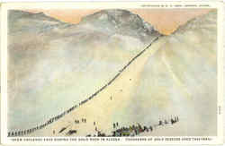 Over Chilkoot Pass During The Gold Rush In Alaska Postcard