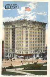 Hotel Frye, Opposite 42 Story L.C. Smith Bldg Postcard
