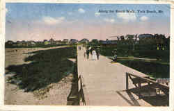 Along The Board Walk York Beach, ME Postcard Postcard