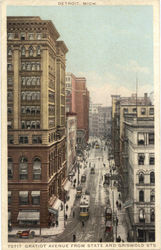 Gratiot Avenue From State and Griswold Sts Postcard