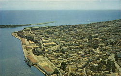 Aerial View of Pier and Harbor Postcard
