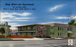 Surf Motel and Apartments Long Beach, CA Postcard Postcard