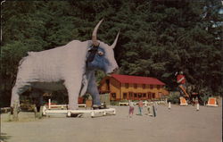 Paul Bunyan's Blue Ox, "Babe" Redwood Highway, CA Postcard Postcard