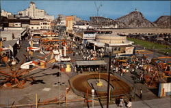 Amusement Zone and Beach Front Postcard