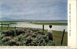 FLower Garden and Grazing on Tofutsu Lake Postcard