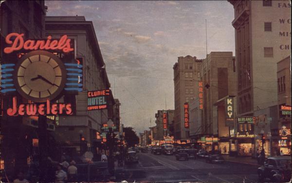 Street Scene at Night Sacramento California