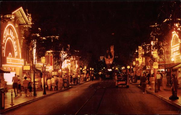 Main Street at night Anaheim California Disney