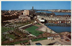 Waterfront Park and Commercial Wharf, Along Boston Harbor Postcard