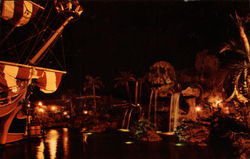 Pirate's Cove at Night Anaheim, CA Disney Postcard Postcard