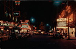 Washington Street at Night Boston, MA Postcard Postcard