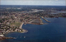 Air view of Derby Wharf and Salem Harbor Postcard