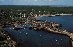 Air view of Bearskin Neck, Front Beach, and the Yacht Club and Harbor Rockport, MA Postcard Postcard