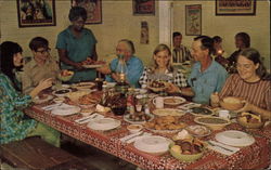 Family Style Eating Postcard