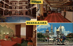 Hotel Posada Guadalajara and View of the Cathedral Mexico Postcard Postcard