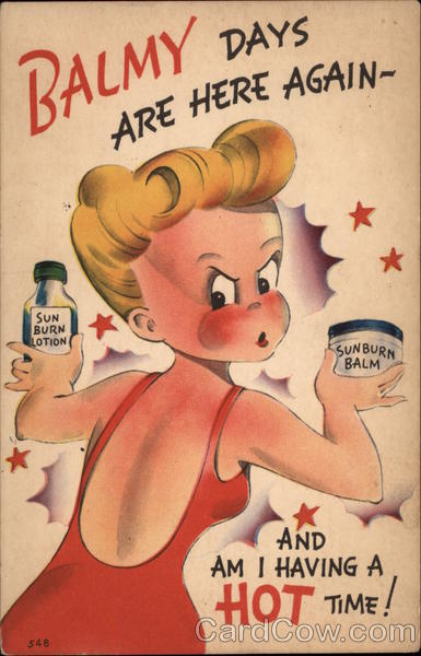Bathing Beauty with Sunburn Comic, Funny