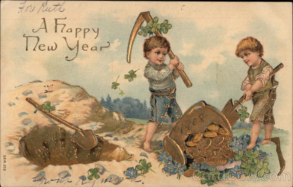 A Happy New Year - Boys digging up treasure Children