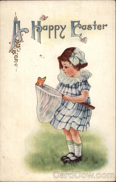A Happy Easter - Girl with Butterfly Net With Children