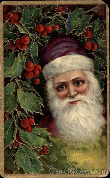 Christmas Greetings - Purple Santa Santa Claus
