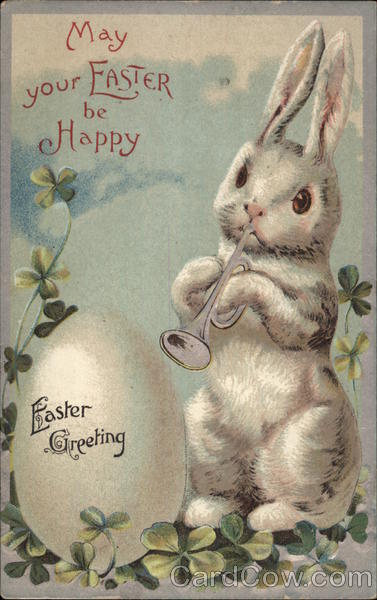 May your Easter be happy; Easter Greeting With Bunnies