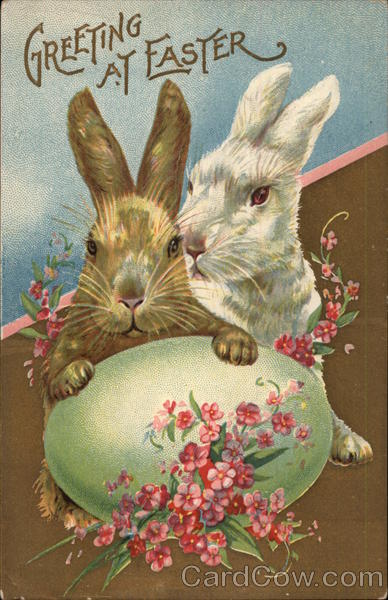 Greeting At Easter With Bunnies