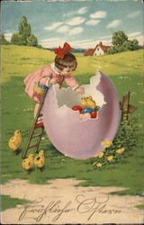 Happy Easter With Children Postcard Postcard