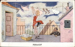Hohenluft - Woman Hanging Washing On Line Postcard