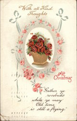 With all Kind Thoughts at Christmas Postcard Postcard