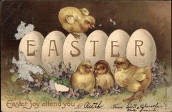 Easter Joy Attend You With Chicks Postcard Postcard