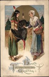Hearty Thanksgiving Greeting Postcard