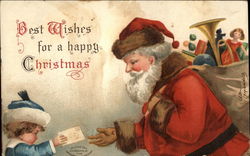Best Wishes for a happy Christmas Santa Claus Ellen Clapsaddle Postcard Postcard