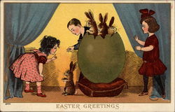 Easter Greetings With Children Postcard Postcard