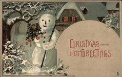 Christmas Greetings Snowmen Postcard Postcard