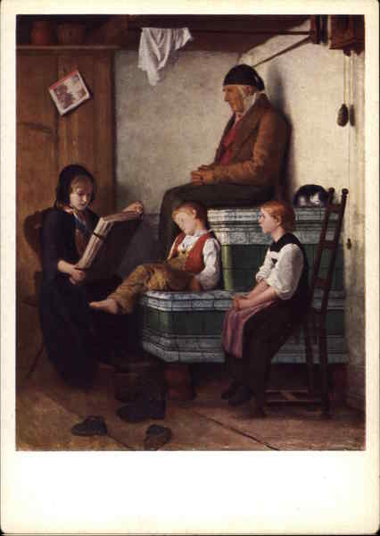 Grandfather and Children by Albert Anker Art