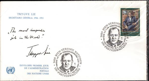 Trygve Lie, Secretaire General 1946-1953 First Day Covers