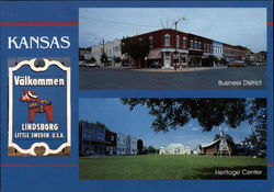 Business District and Heritage Center Lindsborg, KS Postcard Postcard