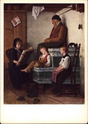 Grandfather and Children by Albert Anker Postcard
