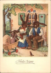 Rabbit Family - Happy Easter Postcard